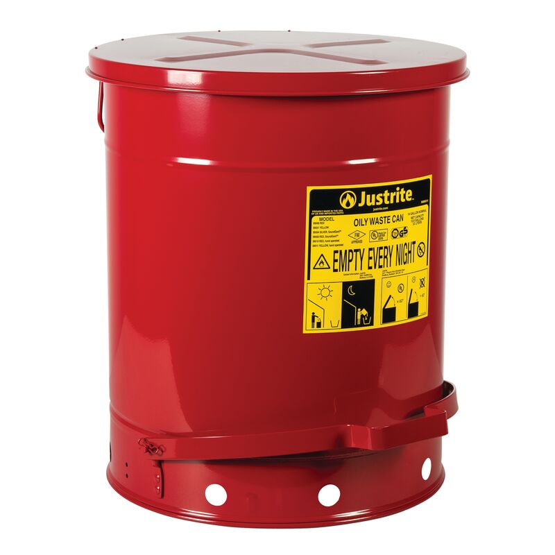 09500-047 Justrite Foot Operated Oil Waste Can - 53 Litre - Image 1