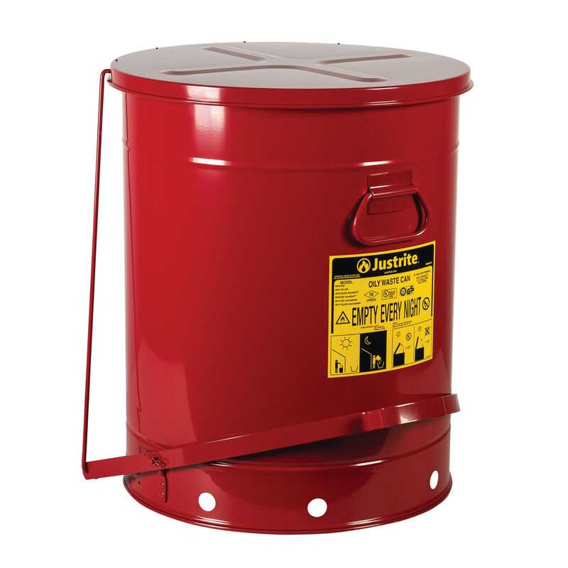 09700-056 Justrite Foot Operated Oil Waste Can - 80 Litre - Image 1