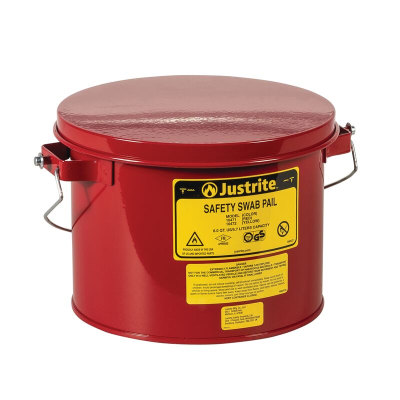 10471-090 Justrite Steel Swab Pail - 6 Litre - Image 1