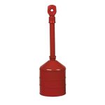 Justrite 5 Gallon Heavy Duty Cigarette Butt Can, Plastic Topper, Steel Base and Neck - Red